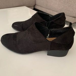 Black suede ankle bootie